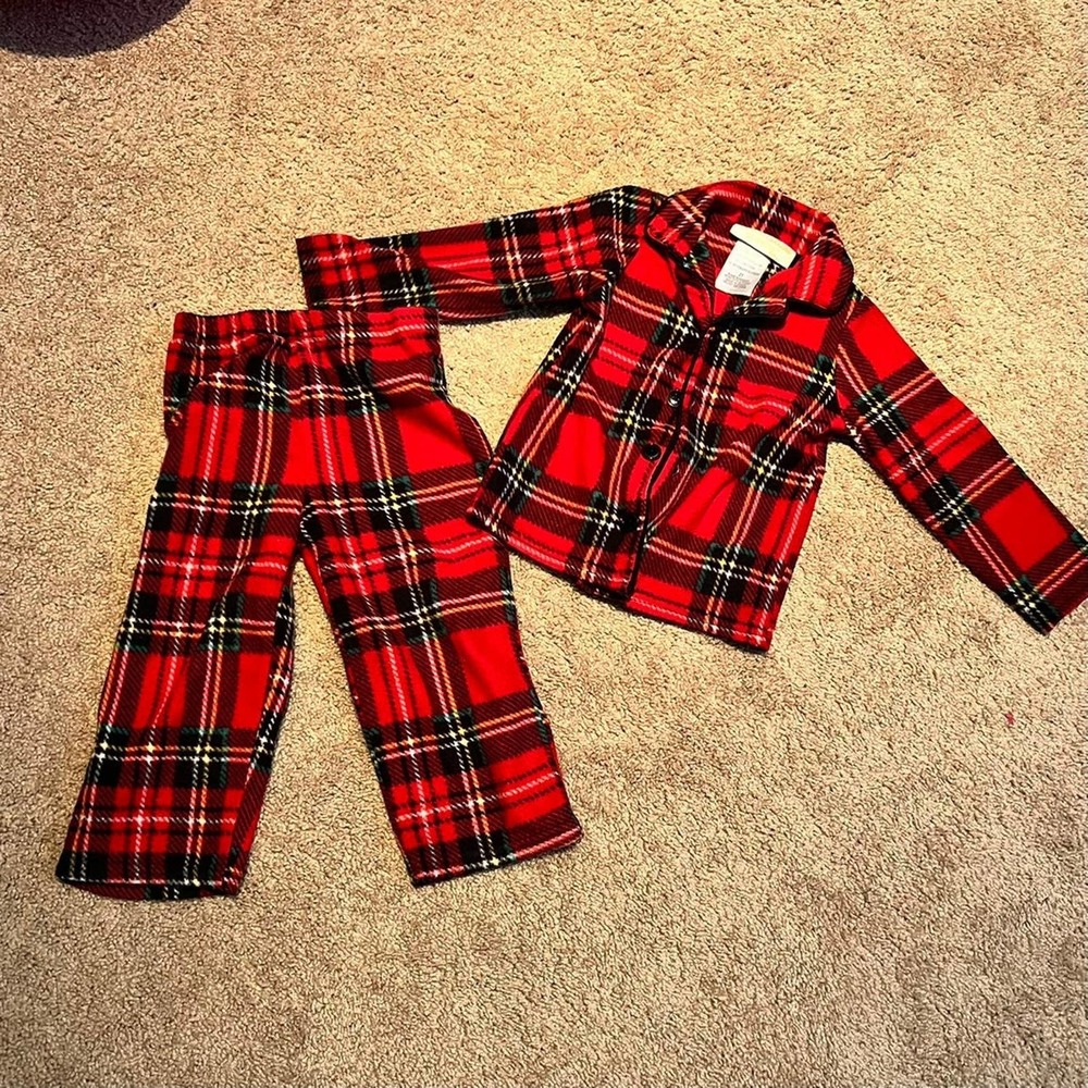 Holiday Plaid Christmas Sleep Pants Shirt PJs Size 2T